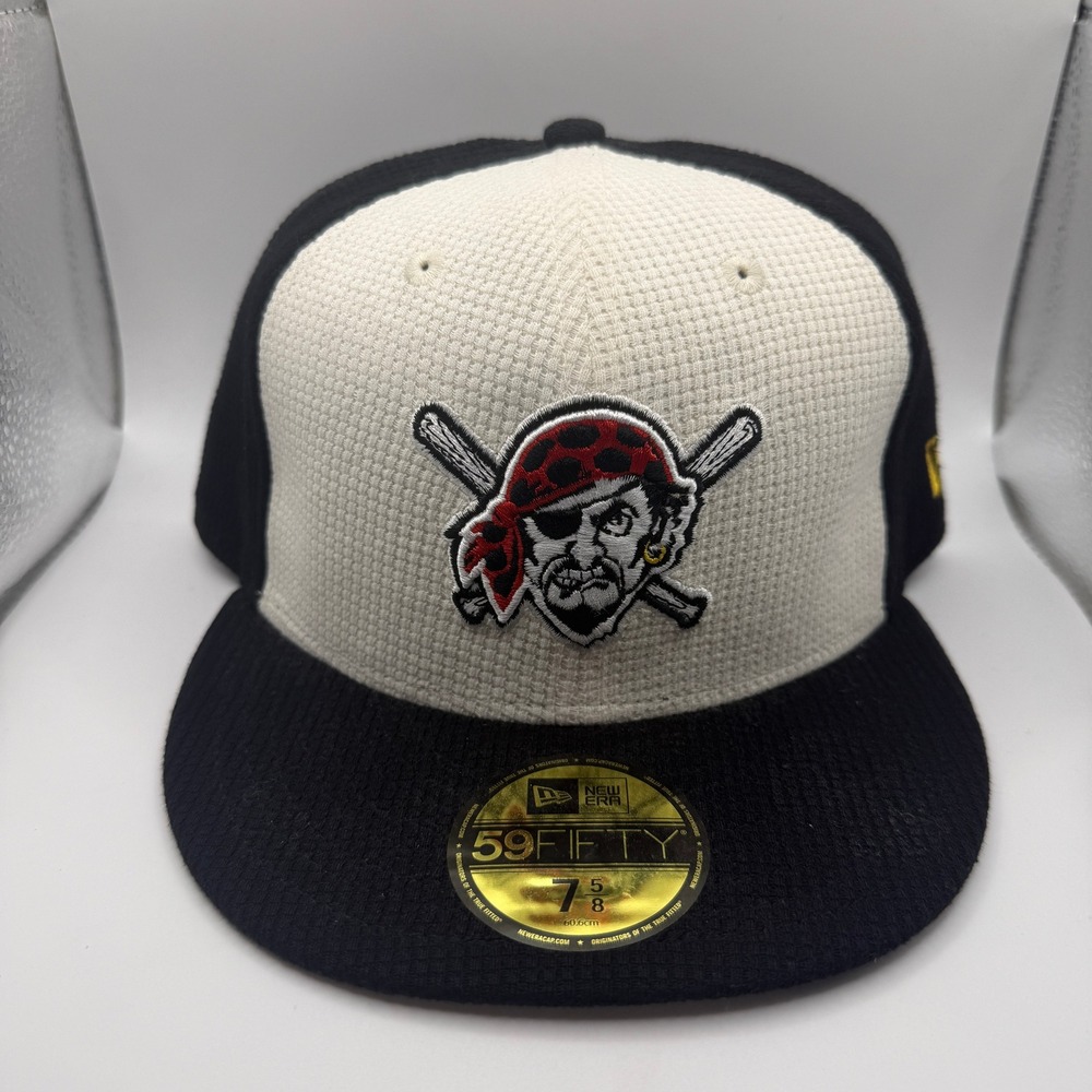 New Era 59FIFTY Pittsburgh Pirates Fitted Hat‎ 7 5/8 Black White Thermal Waffle